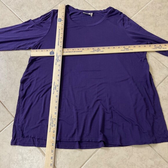LOGO Lori Goldstein Womens plus size 1X Purple LS Tunic Top stretch Jersey Knit - Picture 4 of 12